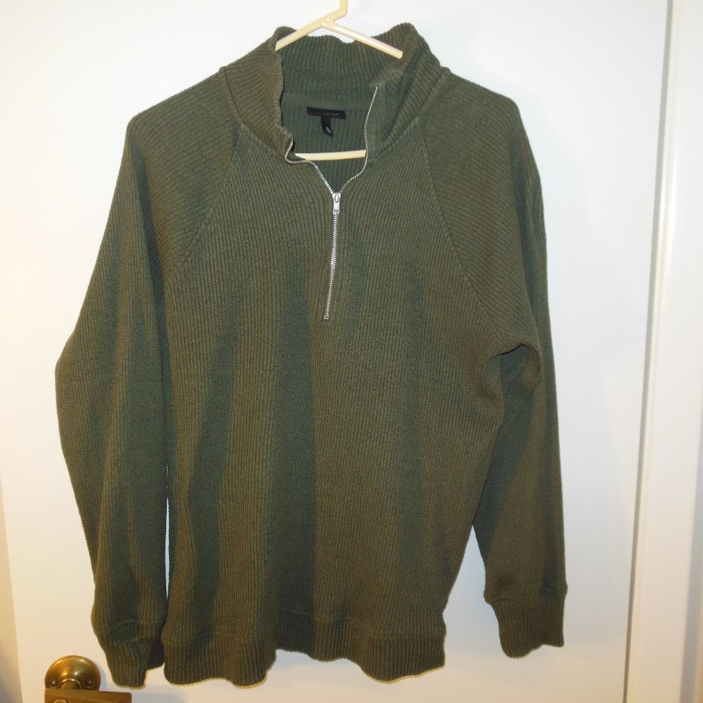 WHO WHAT WEAR WOMEN'S OLIVE GREEN HALF ZIPPER SWEATER - XL